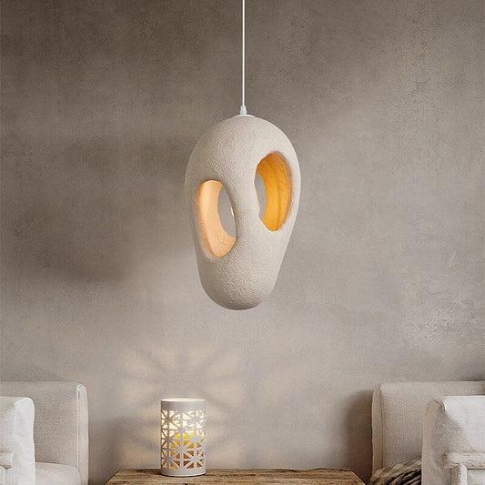 Japanese Wabi-sabi Resin Geometric Circle 1-Light Pendant Light