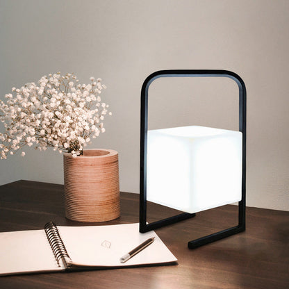 Contemporary Nordic Metal PE Ball Egg Cube Cylinder LED Hanging Rechargeable Table Lamp For Bedside