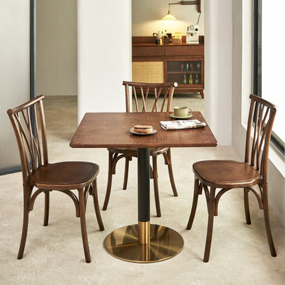 Traditional Vintage Round Rectangular Crossover Wood Dining Chair Backrest For Dining Room