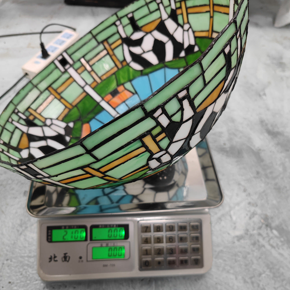 Traditional Tiffany Resin Glass Dome Grape Cow Diamond Pretty Woman Base 2-Light Table Lamp For Bedside