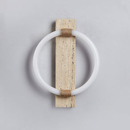 Contemporary Scandinavian Travertine Acrylic Twine Circle LED Wall Sconce Lamp For Bedroom