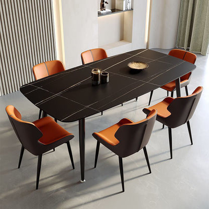 Modern Minimalist Steel Faux Leather Dining Chair Backrest Armless For Dining Room