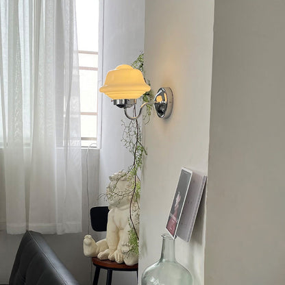 Contemporary Retro Round Clouds Iron Glass 1-Light Wall Sconce Lamp For Bedroom