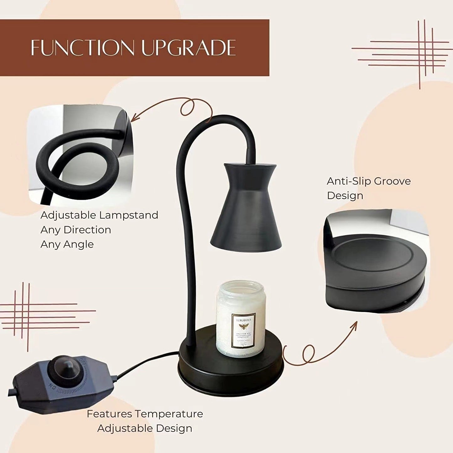 Modern Minimalist Metal Hourglass Adjustable Lampstand 2-Light Table Melting Wax Table Lamp For Bedside