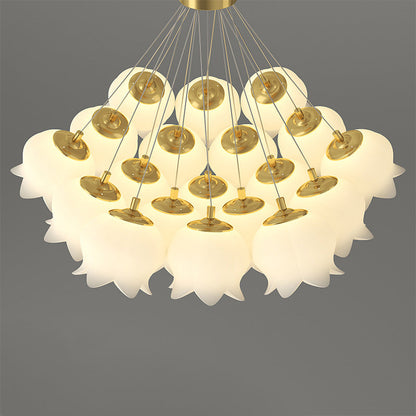 Traditional French Copper Plastic Lily Of The Valley Flower 7/13/19 Light Chandeliers For Dining Room