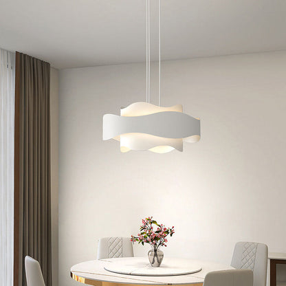 Nordic Creative Wave Strip Round Acrylic LED Island Light Chandelier