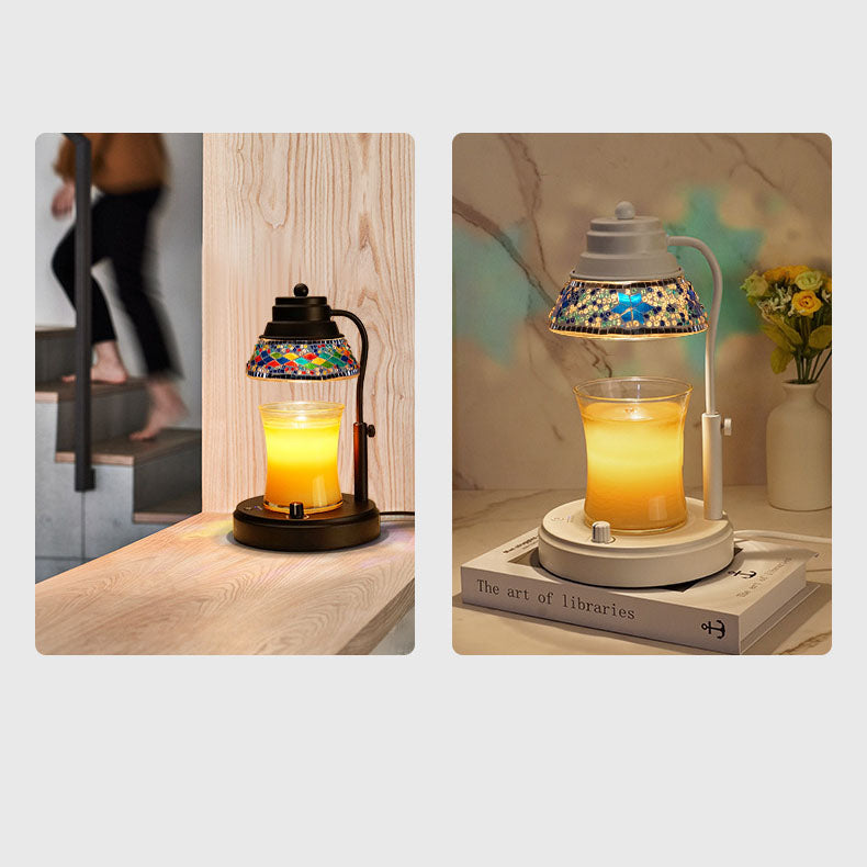 Contemporary Scandinavian Disc Cylinder Iron Plastic Crystal 1-Light Aromatherapy Melting Wax Table Lamp For Bedroom