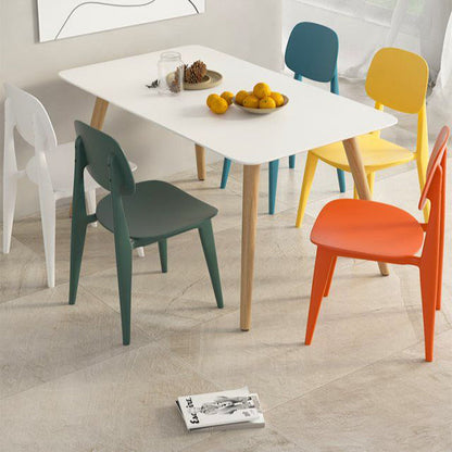 Contemporary Scandinavian Macaron Plastic Square Dining Chair Backrest For Dining Room