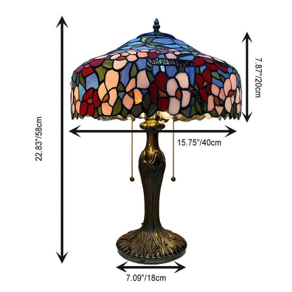 Vintage Tiffany Stained Glass Mediterranean Dome 1-Light Table Lamp