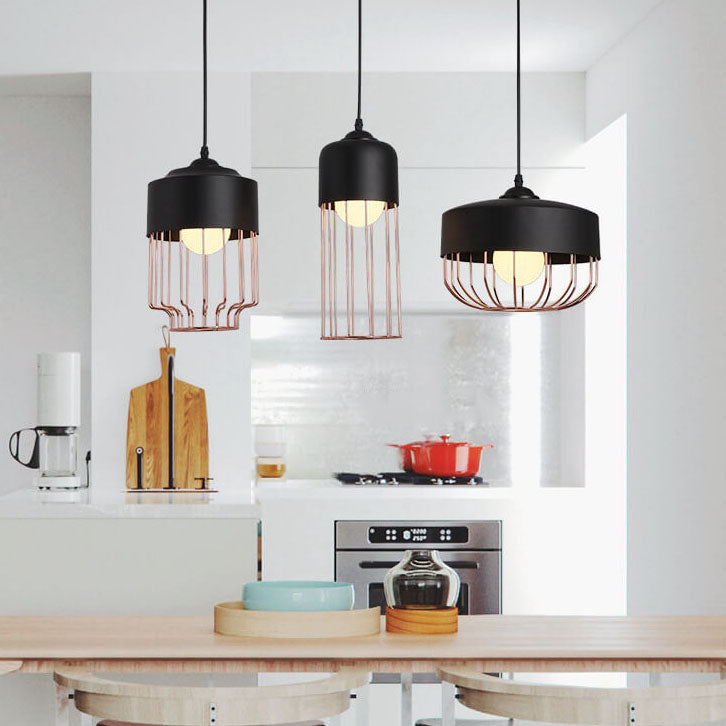 Nordic Creative Iron Geometry Plating Rose Gold 1-Light Pendant Light