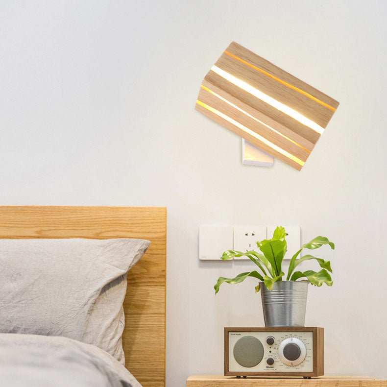 مصباح حائط LED بتصميم هندسي مكعبي حديث بسيط مع حبيبات خشبية متصدعة لغرفة المعيشة 