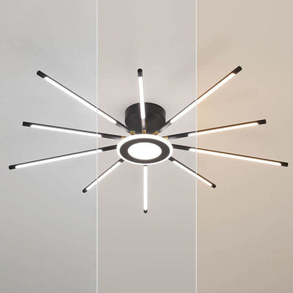 Modern Creative Strip Fireworks LED Semi- Flush Mount Ceiling Light