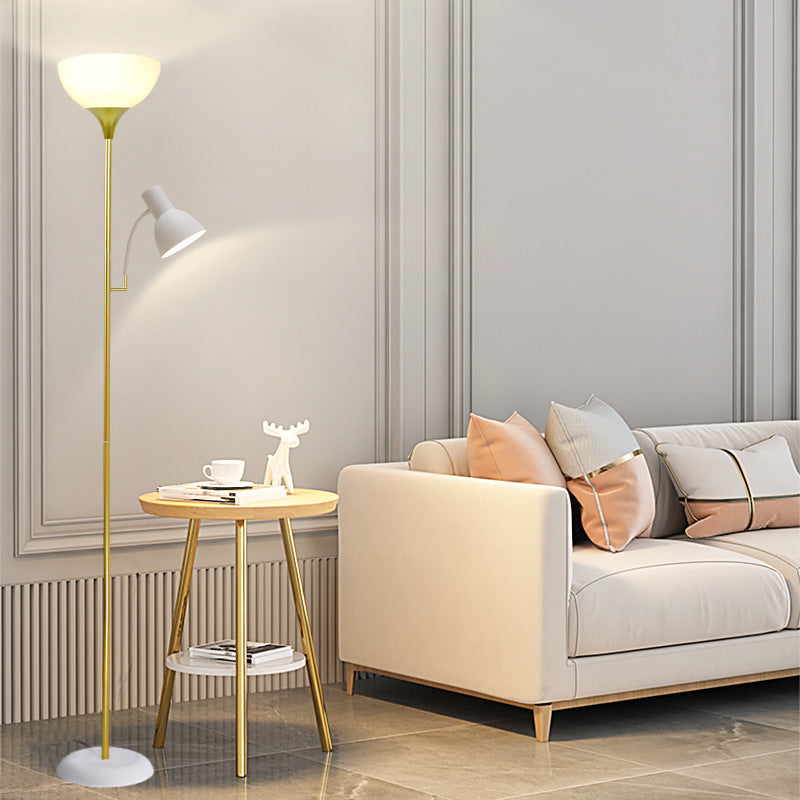 Modern Minimalist Half Circle Iron 2-Light Standing Floor Lamp For Living Room