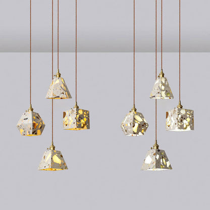 Nordic Industrial Vintage Square Geometry Copper Cement 1-Light Pendant Light