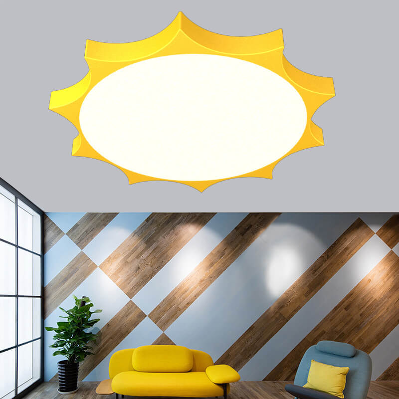 Modern Children's Sun Iron Acrylic Frosted LED Flush Mount Ceiling Light