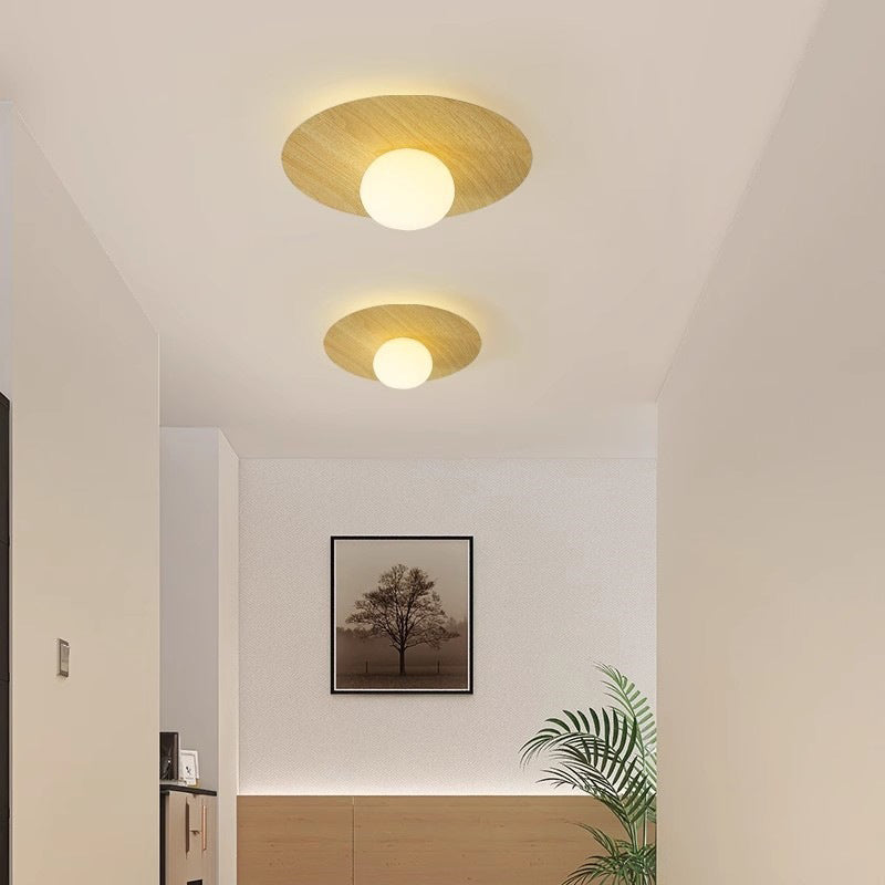 مصباح سقف LED دائري معدني معاصر من البولي إيثيلين بتصميم اسكندنافي، مثبت في السقف للممر 