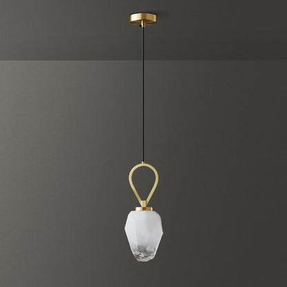 Modern Minimalist Irregular Glass Copper 1-Light Pendant Light For Living Room