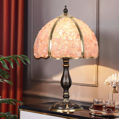 Contemporary Creative Colored Crystal Copper Flower 1-Light Table Lamp For Bedroom
