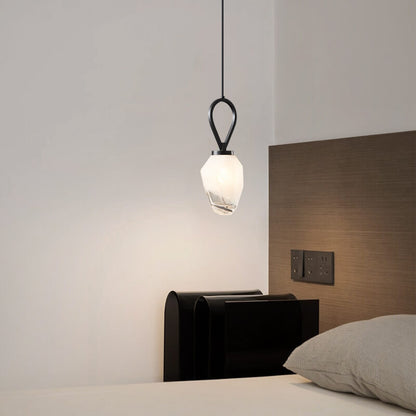 Modern Luxury Brass Geometrical Glass Shade 1-Light Pendant Light For Living Room