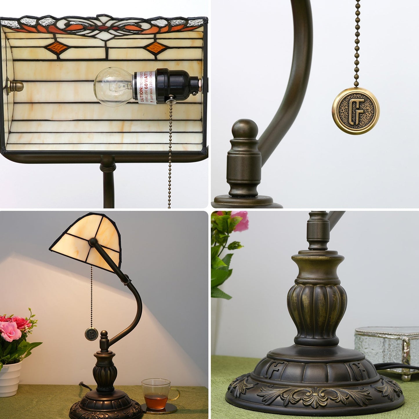 Traditional Tiffany Angel Wings Stained Glass Resin Iron 1-Light Table Lamp For Living Room