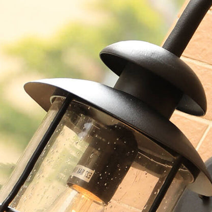 European Industrial Vintage Waterproof Outdoor Iron Glass 1-Light Wall Sconce Lamp