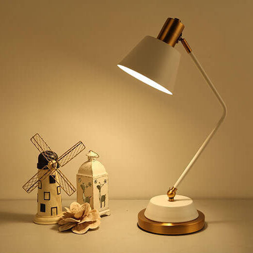 Nordic Simple Cone Shade Bend Arm 1-Light Table Lamp