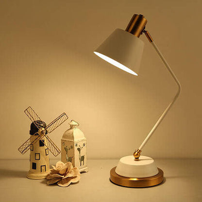 Nordic Simple Cone Shade Bend Arm 1-Light Table Lamp