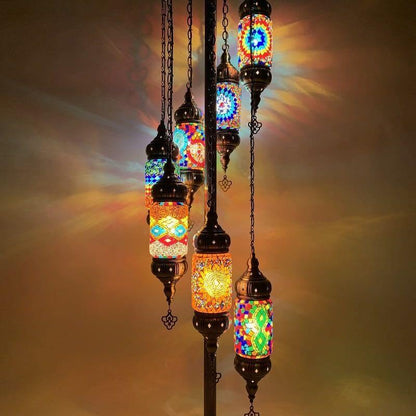 Retro Exotic Turkish  Moroccan 7-Light Standing Floor Lamp