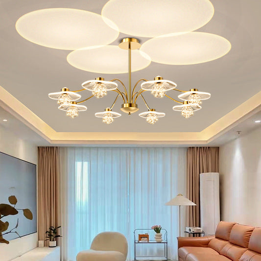 ثريا LED مصنوعة من الأكريليك على شكل ورقة لوتس بتصميم إبداعي معاصر لغرفة المعيشة