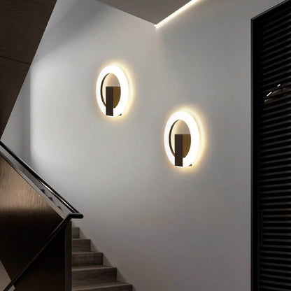 Modern Minimalist Round Iron Aluminum PVC LED Wall Sconce Lamp For Bedroom