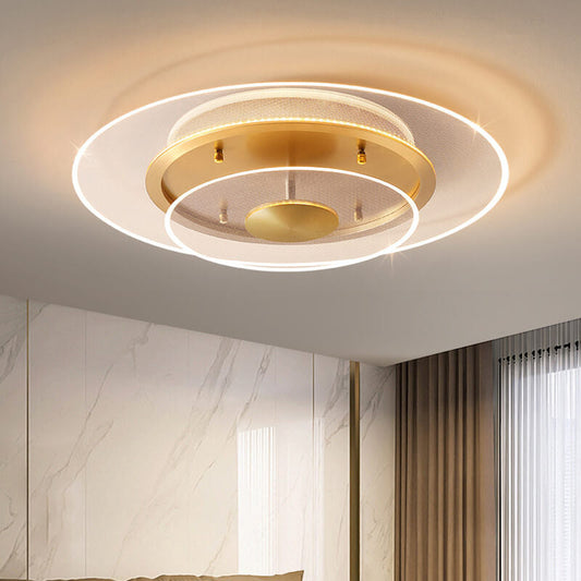 مصباح سقف LED دائري فاخر من الأكريليك الذهبي بتصميم عصري
