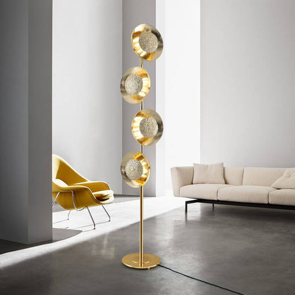 Creative Light Luxury Gold Circles Disc Long Pole LED Standing Floor Lamp