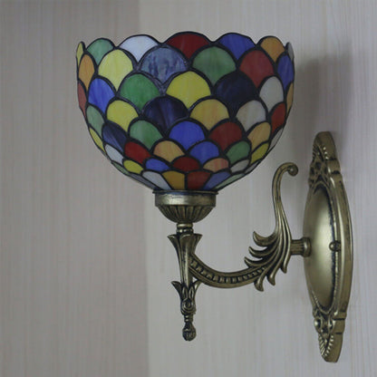 Tiffany Stained Dot Glass 1-Light Wall Sconce Lamp
