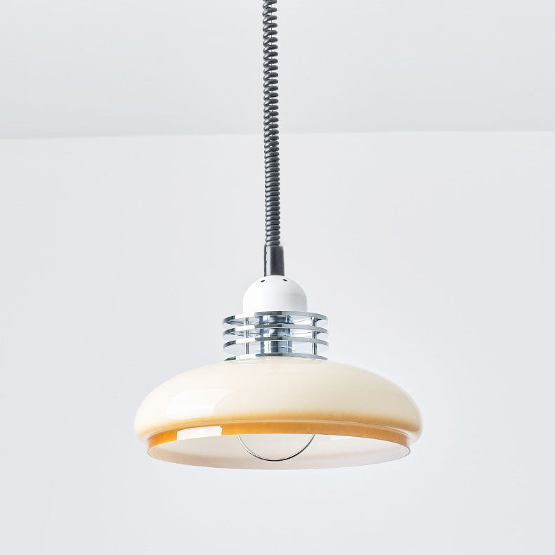 Japanese Minimalist Hardware Glass Round Head Retractable 1-Light Pendant Light