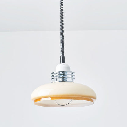 Japanese Minimalist Hardware Glass Round Head Retractable 1-Light Pendant Light