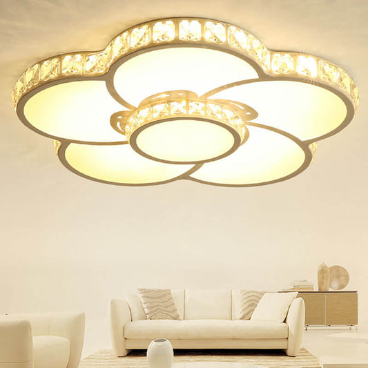 Modern Light Luxury Flowers Crystal LED Flush Mount Ceiling Light