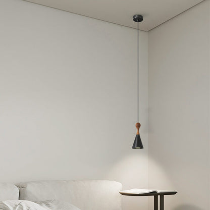 Nordic Simple Wood Art Full Copper Horn 1-Light Pendant Light