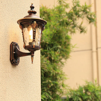 Traditional European Cylinder Quadrilateral Aluminum Glass 1-Light Wall Sconce Lamp For Outdoor Patio