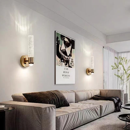 Modern Light Luxury Bubble Crystal Column Aluminum LED Wall Sconce Lamp