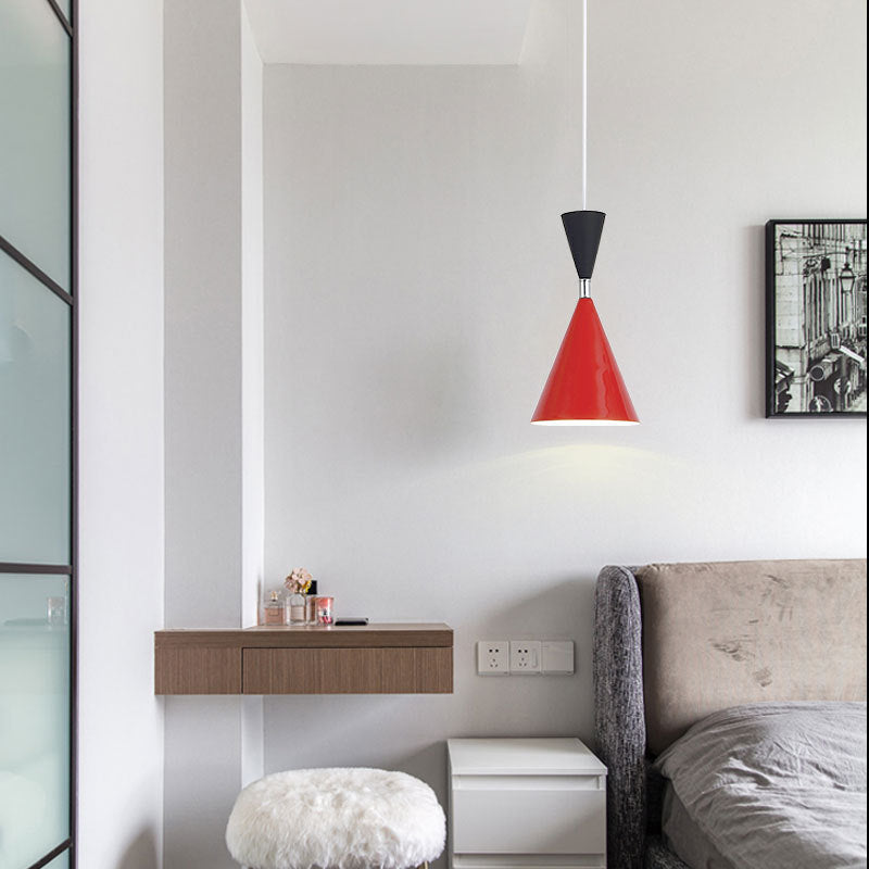 Nordic Minimalist Cone Solid Color Iron Aluminum 1-Light Pendant Light