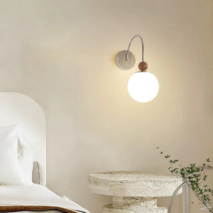 Modern Minimalist Round Ball Iron Glass 1-Light Wall Sconce Lamp For Living Room