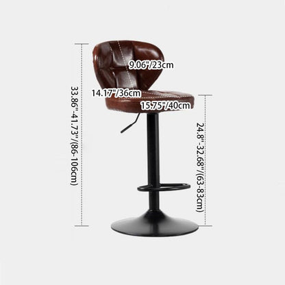 Modern Minimalist Square Oiled Wax Leather Metal Bar Stool Backrest Armless For Dining Room