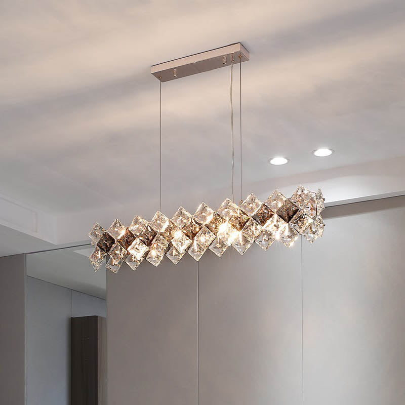 Contemporary Luxury Crystal Diamond Circle Plated Hardware 5/6/7/8/10/14 Light Chandelier For Living Room