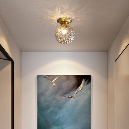 Modern Light Luxury Star Textured Glass Orb 1-Light Semi-Flush Mount Ceiling Light