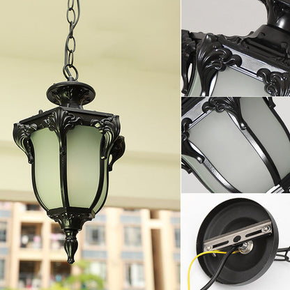 Traditional European Waterproof Aluminum Frame Glass Shade 1-Light Pendant Light For Garden