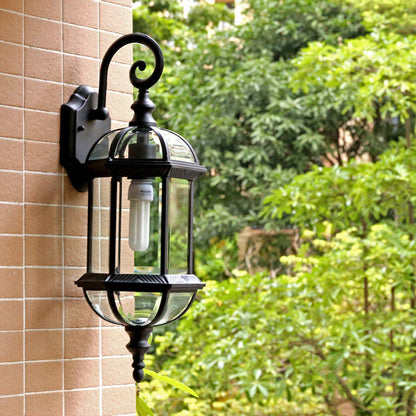 Traditional Vintage Waterproof Hexagonal Aluminum Glass 1-Light Outdoor Wall Sconce Lamp For Garden