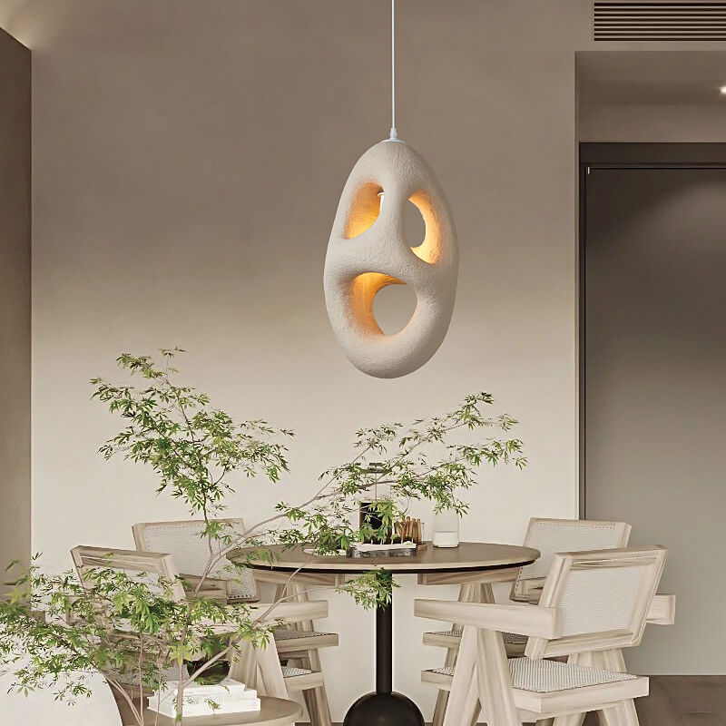 Japanese Wabi-sabi Resin Geometric Circle 1-Light Pendant Light