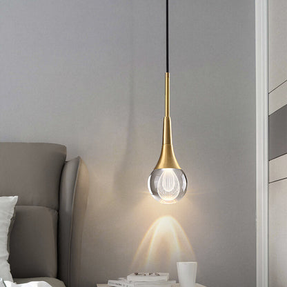 مصباح LED عصري فاخر على شكل دمعة من الزجاج والنحاس 