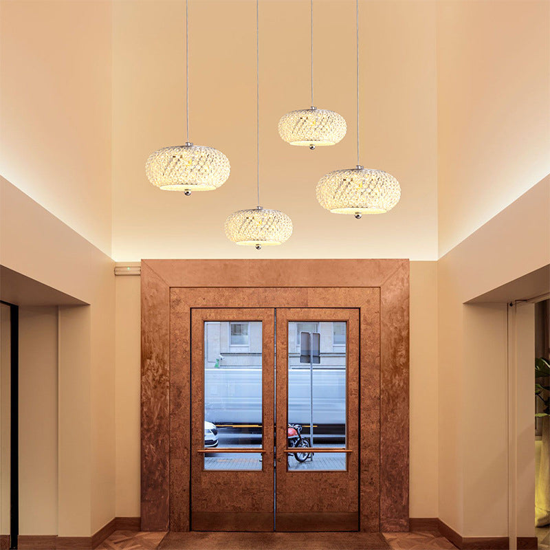 Modern Minimalist Oval Iron Crystal LED Pendant Light For Bedroom
