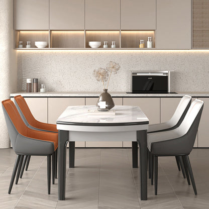 Contemporary Nordic Square Faux Leather Upholstered Dining Chair Backrest Armrest For Dining Room